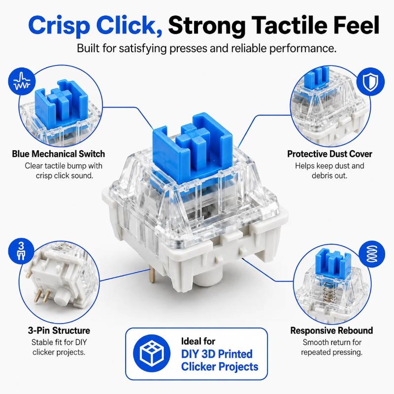 50PCS MX Style Blue Clicky Mec - Keyboard Gaming Blue Switch review and price