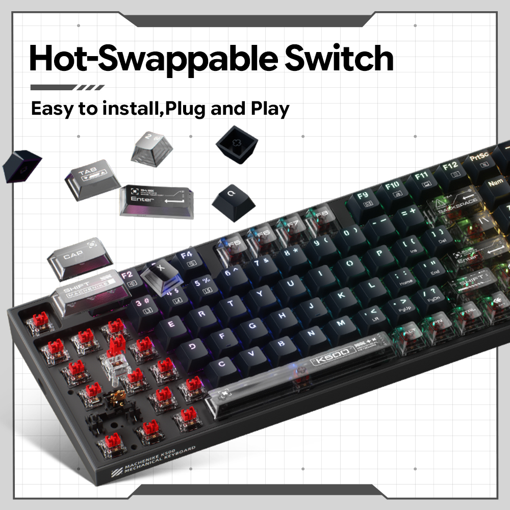 Machenike K500-B94 V2 Wired Me - Gaming Keyboard Hot Swappable review and price